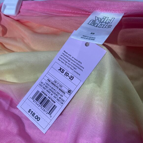 Wild Fable XS Pink & Yellow Tie-Dye Ruched Cover-Up Mini Skirt - Picture 5 of 5